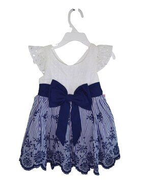 New Rare Too Navy Blue White Floral Special Occasion Dress Toddler Girl Size 3T